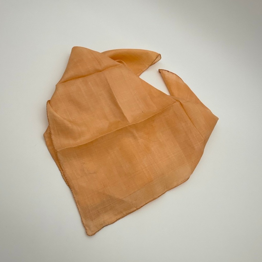 Vintage Hand Woven 100% Pure Silk Scarf Apricot Orange Made in India Hand Rolled